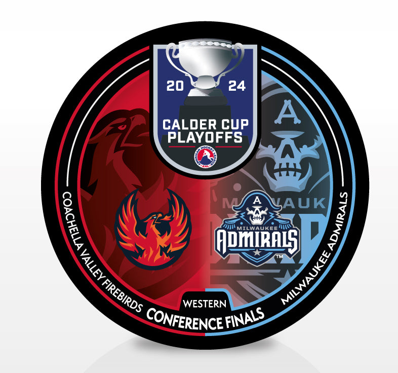 Coachella Valley Firebirds vs Milwaukee Admirals 2024 Calder Cup Playoffs Dueling Souvenir Puck