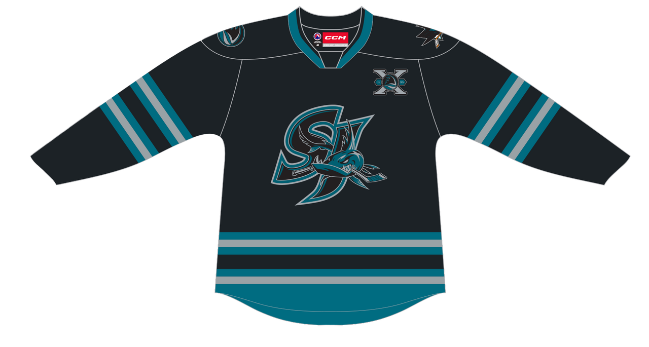 CCM Quicklite San Jose Barracuda 24-25 10th Anniversary Legacy Premier Black Jersey