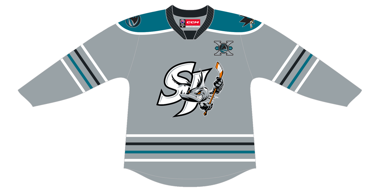 CCM Quicklite San Jose Barracuda Customized Premier Third Gray Jersey (2024-25 Season)