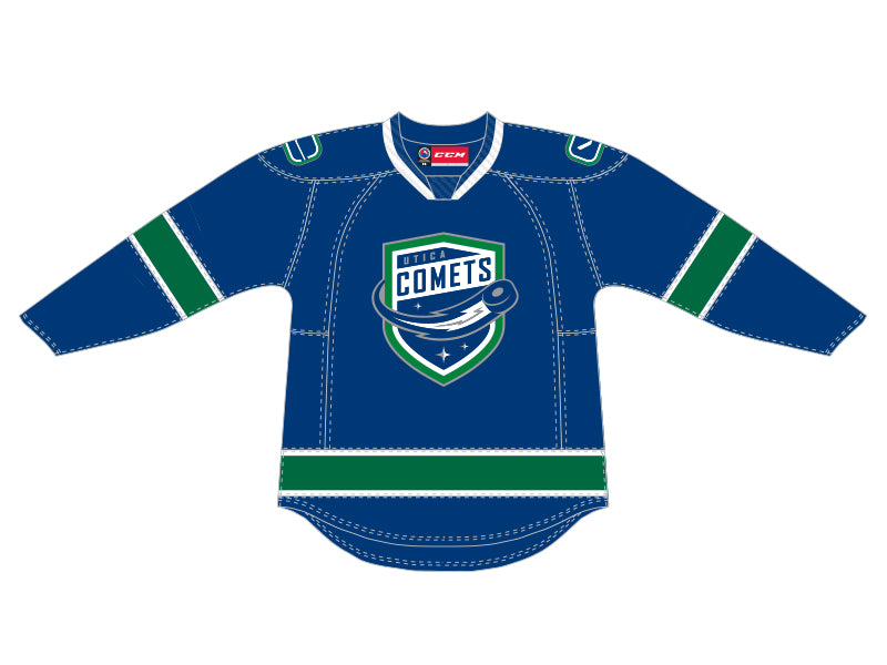 CCM Quicklite Utica Comets Premier Adult Blue Jersey (Clearance)