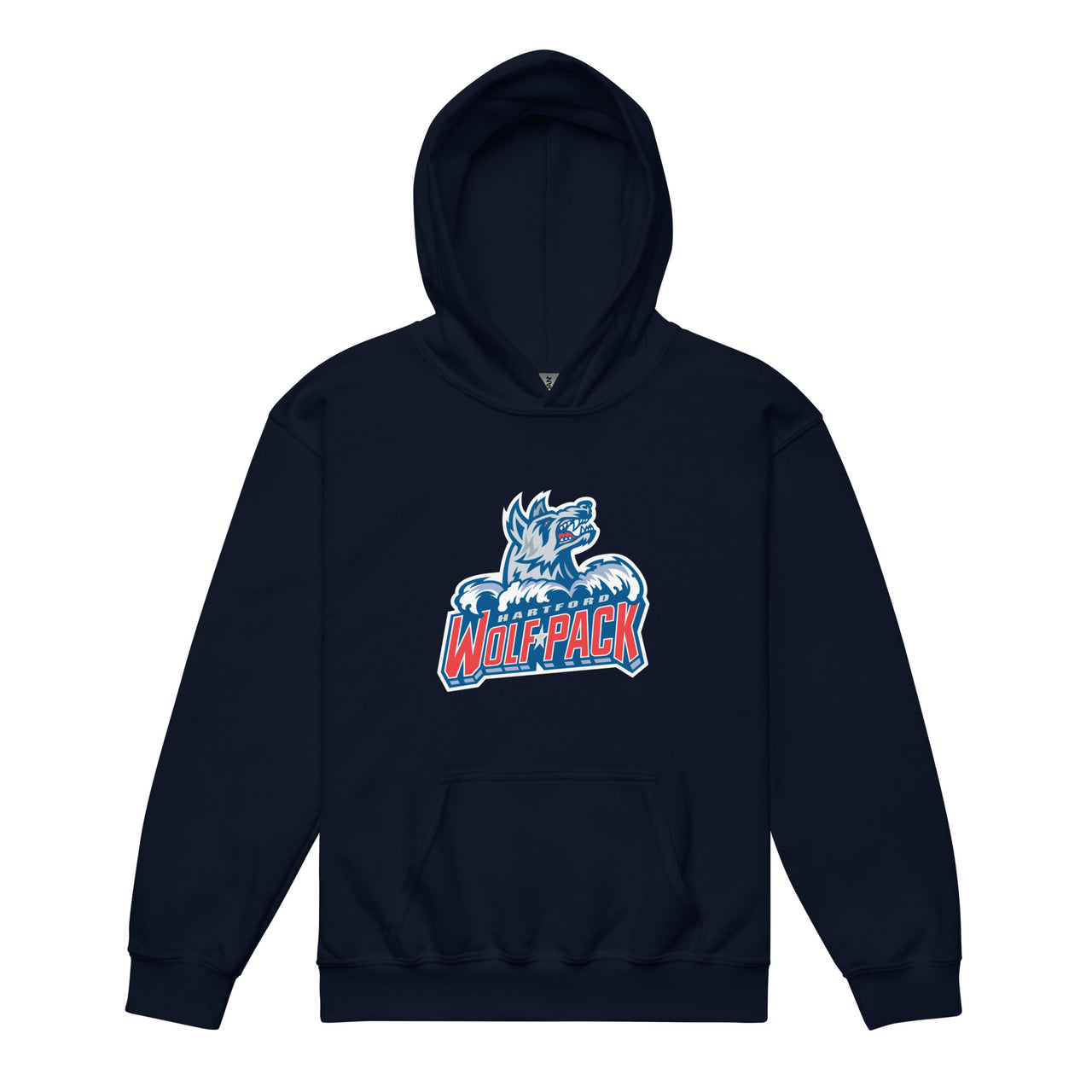 Hartford Wolf Pack Primary Logo Youth Hoodie (Sidewalk Sale, Navy, Youth Small)