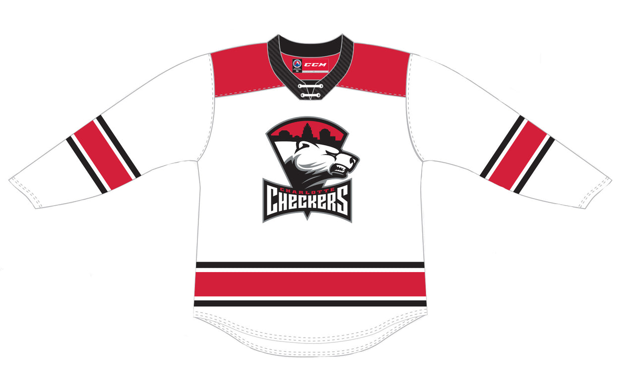 CCM Quicklite Charlotte Checkers Customized Premier White Jersey