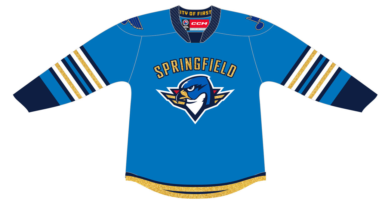 CCM Quicklite Springfield Thunderbirds Customized Premier Third Blue Jersey